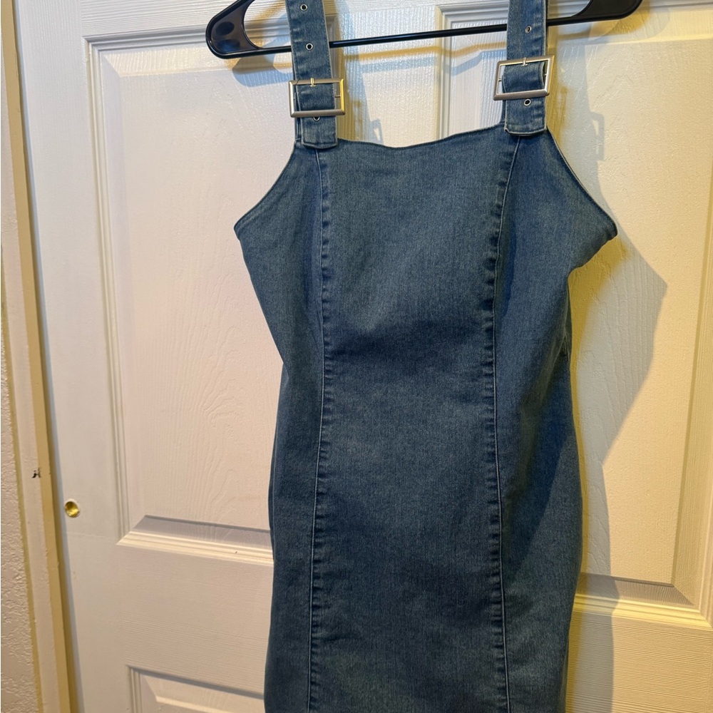 Denim Dress with Buckle Straps